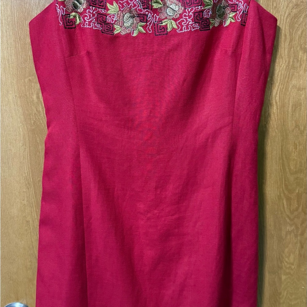 Donna Morgan Womens 4 Petite Maroon Sleeveless Sheath Cocktail Dress